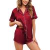 imageCUPSHE Womens Silk Pajamas Set Satin Short Sleeve Sleepwear Button Up Pjs Shorts SetWine Red