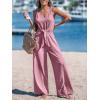 imageCUPSHE Womens Summer Jumpsuits Sleeveless Tie Knot Wide Leg Long Pants Romper with PocketsPink