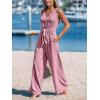 imageCUPSHE Womens Summer Jumpsuits Sleeveless Tie Knot Wide Leg Long Pants Romper with PocketsPink