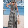 imageCUPSHE Womens Summer Jumpsuits Sleeveless Tie Knot Wide Leg Long Pants Romper with PocketsStripe Black