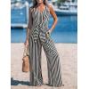 imageCUPSHE Womens Summer Jumpsuits Sleeveless Tie Knot Wide Leg Long Pants Romper with PocketsStripe Black