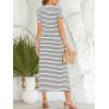 imageCUPSHE Womens Summer Striped Dresses Short Sleeve Tie Waist T Shirt Maxi Dress Casual Vacation OutfitsBlack
