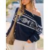 imageCUPSHE Womens Sweaters Christmas Off Shoulder Long Sleeve Sweater Casual Lightweight Xmas Pullover Sweater TopsBnavy
