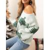 imageCUPSHE Womens Sweaters Christmas Off Shoulder Long Sleeve Sweater Casual Lightweight Xmas Pullover Sweater TopsGreen