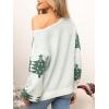 imageCUPSHE Womens Sweaters Christmas Off Shoulder Long Sleeve Sweater Casual Lightweight Xmas Pullover Sweater TopsGreen