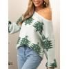 imageCUPSHE Womens Sweaters Christmas Off Shoulder Long Sleeve Sweater Casual Lightweight Xmas Pullover Sweater TopsGreen