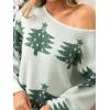 imageCUPSHE Womens Sweaters Christmas Off Shoulder Long Sleeve Sweater Casual Lightweight Xmas Pullover Sweater TopsGreen