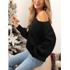 imageCUPSHE Womens Sweaters Christmas Off Shoulder Long Sleeve Sweater Casual Lightweight Xmas Pullover Sweater TopsSolid Black