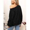 imageCUPSHE Womens Sweaters Christmas Off Shoulder Long Sleeve Sweater Casual Lightweight Xmas Pullover Sweater TopsSolid Black