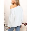 imageCUPSHE Womens Sweaters Christmas Off Shoulder Long Sleeve Sweater Casual Lightweight Xmas Pullover Sweater TopsSolid White