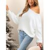 imageCUPSHE Womens Sweaters Christmas Off Shoulder Long Sleeve Sweater Casual Lightweight Xmas Pullover Sweater TopsSolid White