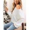 imageCUPSHE Womens Sweaters Christmas Off Shoulder Long Sleeve Sweater Casual Lightweight Xmas Pullover Sweater TopsSolid White