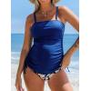 imageCUPSHE Womens Tankini Sets Maternity Two Piece Swimsuit Pregnant Adjustable Straps Side DrawstringNavy BlueFloral
