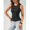 imageCUPSHE Womens Top Sleeveless Mesh Panel Tank Tops Summer Fitted Casual Shirt Elegant Crew Neck Blouse Loose TrendyBlack