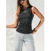 imageCUPSHE Womens Top Sleeveless Mesh Panel Tank Tops Summer Fitted Casual Shirt Elegant Crew Neck Blouse Loose TrendyBlack