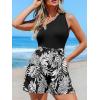 imageCUPSHE Womens Tropical Rompers Sleeveless Jumpsuits Off Shoulder Tops Wide Leg Belted Overalls Summer Vacation Beach OutfitsBlack