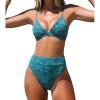 imageCUPSHE Bikini Set for Women Bathing Suit High Waisted Scalloped V Neck Two Pieces Swimsuit