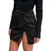 imageCUPSHE Mini Skirts Twist Notched Hem Aline Satin Waist Party Vacation Dressy Going Out DateBlack