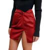imageCUPSHE Mini Skirts Twist Notched Hem Aline Satin Waist Party Vacation Dressy Going Out DateRed