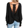 imageCUPSHE Women Open Back Long Sleeve Tops Trendy Going Out Casual Basic ShirtsBlack