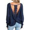 imageCUPSHE Women Open Back Long Sleeve Tops Trendy Going Out Casual Basic ShirtsBlue