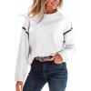 imageCUPSHE Women Oversized Sweater Drop Shoulder Contrast Long Sleeve Knit Top Casual Lightweight Pullover Fall SweatersBwhite