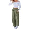 imageCUPSHE Women Pants HighWaisted Cargo Pant Pockets Leg Cotton Fit Coverup Elastic Work Casual DressyArmy Green