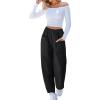 imageCUPSHE Women Pants HighWaisted Cargo Pant Pockets Leg Cotton Fit Coverup Elastic Work Casual DressyBlack