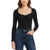 imageCUPSHE Women Ribbed Long Sleeve Tops Trendy Going Out Fitted Basic ShirtsBlack