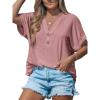 imageCUPSHE Women Tops Short Sleeve Tee Cutout V Neck Shirt CasualPink