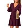 imageCUPSHE Womens Mini Dresses Casual V Neck Long Lantern Sleeves ALine Elegant Vacation DressPurple