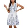 imageCUPSHE Womens Sleeveless VNeck Floral Print Standing Collar Casual Mini DressBlue Floral