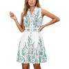 imageCUPSHE Womens Sleeveless VNeck Floral Print Standing Collar Casual Mini DressGreen Floral