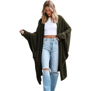 imageCUPSHE Womens Oversized Cardigan Sweater Open Front 2025 Fall Long Sleeve Soft Knit Casual Sweaters OutwearBrowngreen