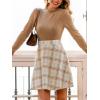 imageCUPSHE Womens Fall Dresses Plaid Mock Neck Long Sleeves Casual Outfits A Line Mini DressKhaki