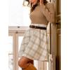 imageCUPSHE Womens Fall Dresses Plaid Mock Neck Long Sleeves Casual Outfits A Line Mini DressKhaki