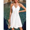 imageCUPSHE Swimsuit Coverup for Women Summer Dresses Backless Eyelet Beach Cover Ups Halter Mini DressWhite