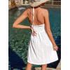 imageCUPSHE Swimsuit Coverup for Women Summer Dresses Backless Eyelet Beach Cover Ups Halter Mini DressWhite