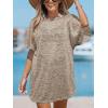 imageCUPSHE Women Swimsuit Cover Up Cutout Short Dolman Sleeve Beach Swimwear for Vacation 2025Light Khaki
