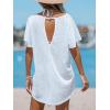 imageCUPSHE Women Swimsuit Cover Up Cutout Short Dolman Sleeve Beach Swimwear for Vacation 2025White