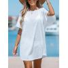 imageCUPSHE Women Swimsuit Cover Up Cutout Short Dolman Sleeve Beach Swimwear for Vacation 2025White