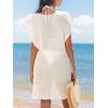 imageCUPSHE Women Swimsuit Cover Ups V Neck Short Sleeve Knit Summer Beach Coverup DressWhite
