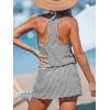 imageCUPSHE Women Swimsuit Coverup Racerback Sleeveless Beach Cover Ups Dress with Side PocketsBlack Striped