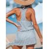 imageCUPSHE Women Swimsuit Coverup Racerback Sleeveless Beach Cover Ups Dress with Side PocketsBlue Striped