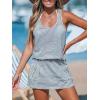 imageCUPSHE Women Swimsuit Coverup Racerback Sleeveless Beach Cover Ups Dress with Side PocketsBlue Striped