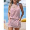 imageCUPSHE Women Swimsuit Coverup Racerback Sleeveless Beach Cover Ups Dress with Side PocketsPink Striped