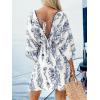 imageCUPSHE Womens Plunging V Neck Backless Beach Dress Paisley Boho Blouson Sleeve Back Tie Waist Tie Mini Summer DressesBlue