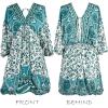 imageCUPSHE Womens Plunging V Neck Backless Beach Dress Paisley Boho Blouson Sleeve Back Tie Waist Tie Mini Summer DressesGreen Paisley