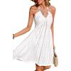 imageCUPSHE Swimsuit Coverup for Women Summer Dresses Backless Eyelet Beach Cover Ups Halter Mini DressWhite