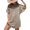 imageCUPSHE Women Swimsuit Cover Up Cutout Short Dolman Sleeve Beach Swimwear for Vacation 2025Light Khaki